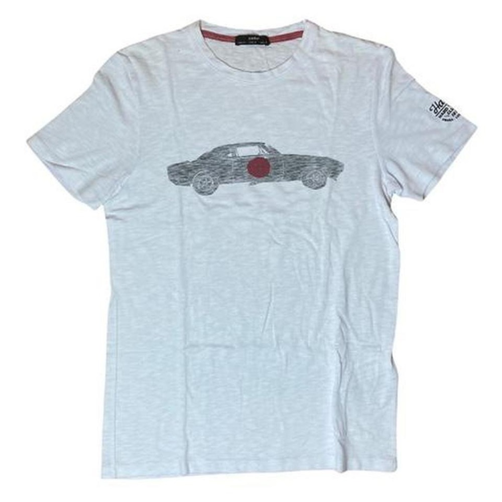 White Celio car graphic tee, size M
